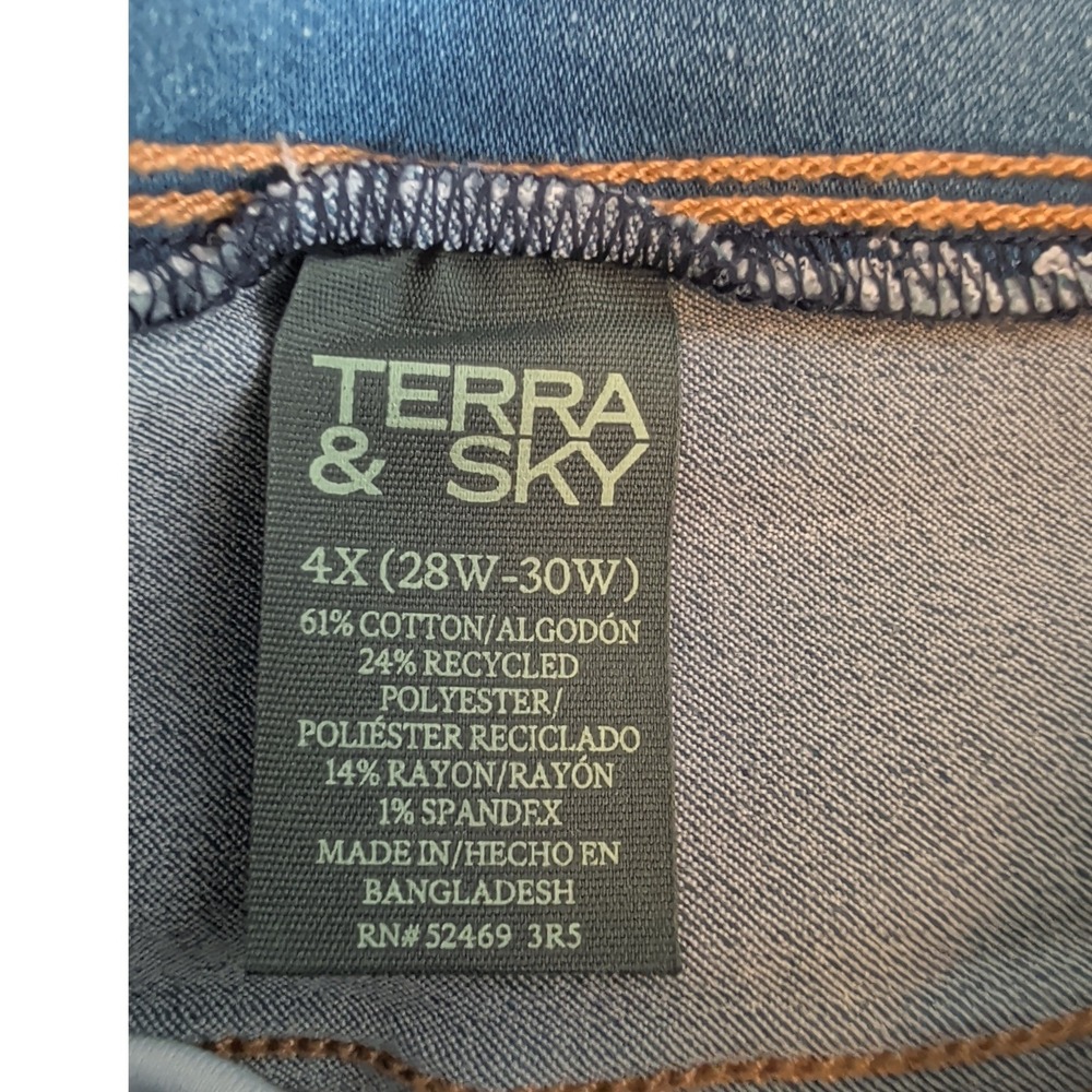 Terra & Sky High Rise Pull-On Straight Leg Jeggings 4X (28W) Medium Wash NWT - Picture 7 of 9
